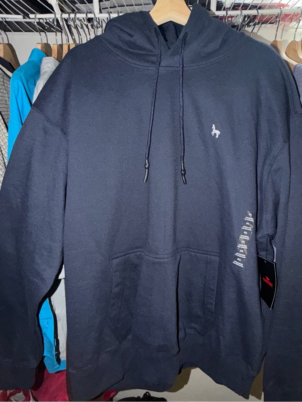 Men's Navy Pullover Hoodie with Subtle Chest Logo
